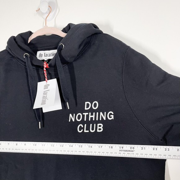 On Vacation Do Nothing Club Hoodie Sweatshirt Black Pullover Size Medium NEW - Picture 9 of 12